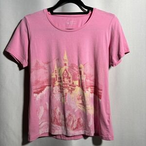 KulturGut AG Womens Pink Neuschwanstein Castle‎ Graphic T-Shirt Size M